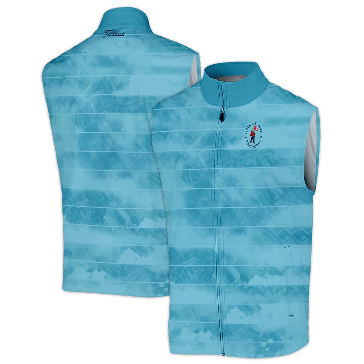 Titleist 124th U.S. Open Pinehurst Blue Abstract Background Line Zipper Polo Shirt Style Classic