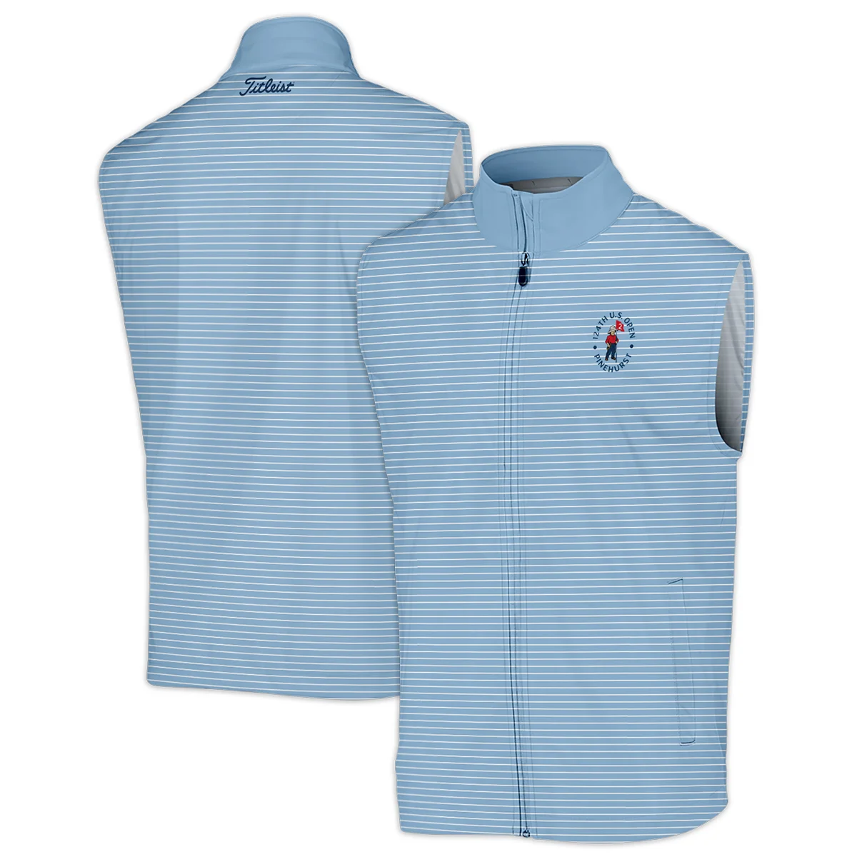 Blue White Line Pattern Titleist 124th U.S. Open Pinehurst Sleeveless Jacket Style Classic