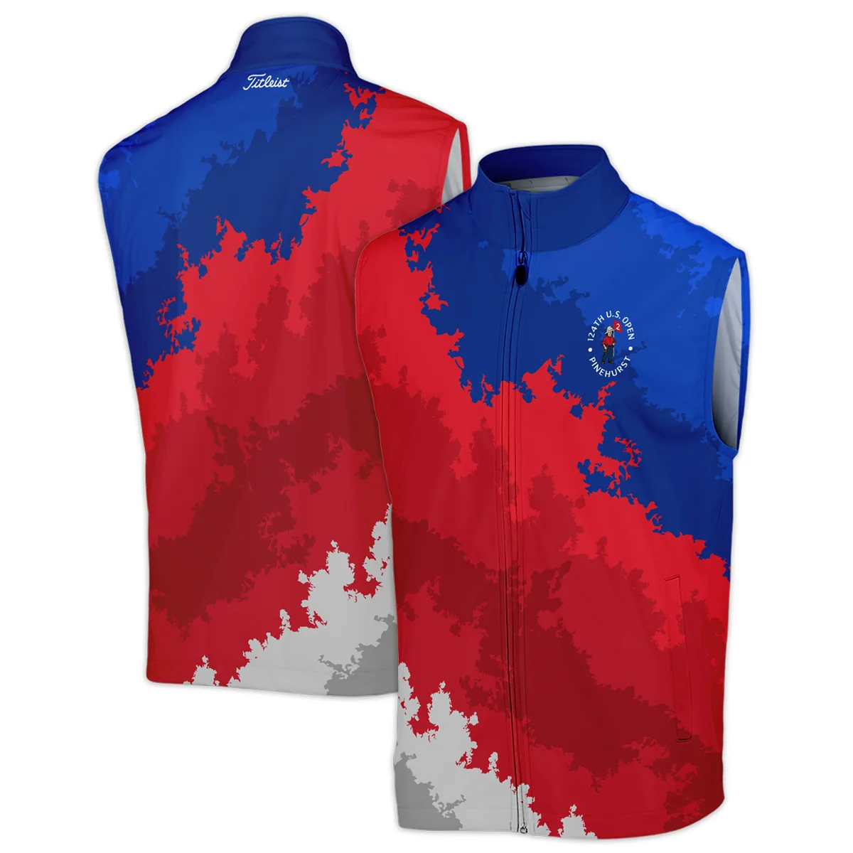 Titleist 124th U.S. Open Pinehurst Blue Red White Background Style Classic, Short Sleeve Round Neck Polo Shirt