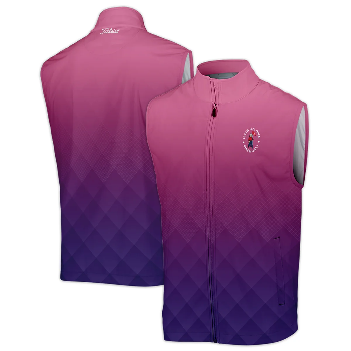 Titleist 124th U.S. Open Pinehurst Purple Pink Gradient Abstract Quarter-Zip Polo Shirt