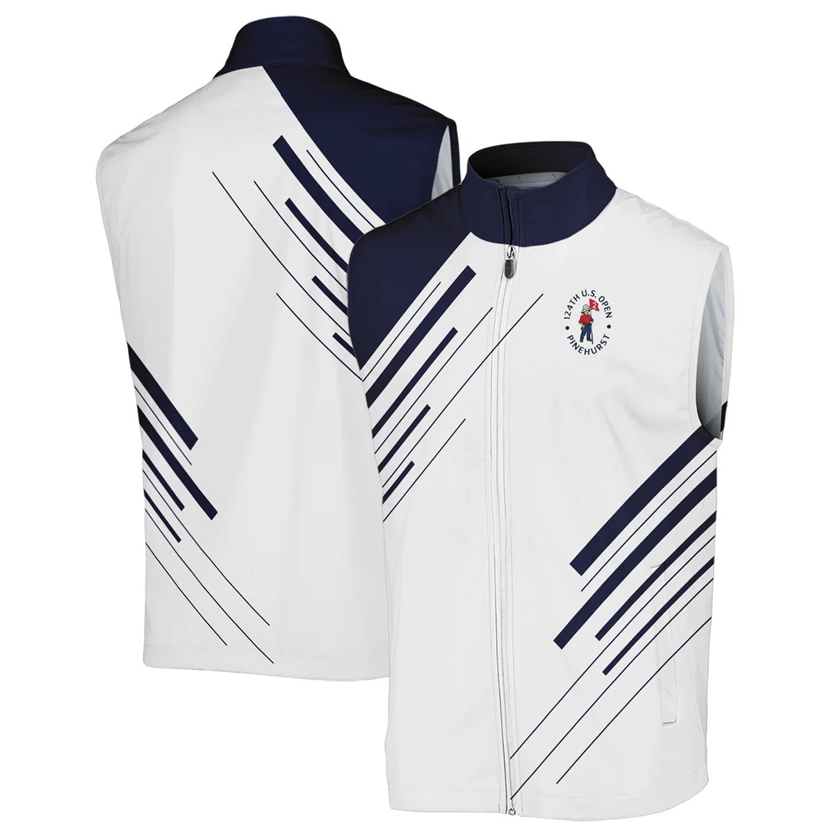 Titleist 124th U.S. Open Pinehurst Golf Polo Shirt Striped Pattern Dark Blue White All Over Print Polo Shirt For Men