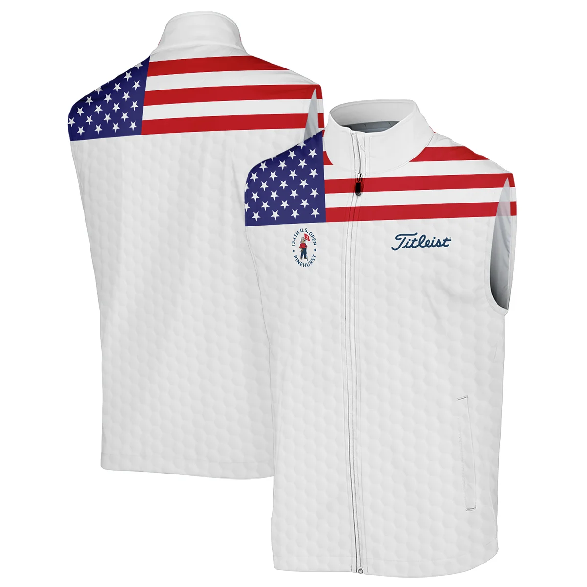 Titleist 124th U.S. Open Pinehurst Quarter-Zip Jacket USA Flag Golf Pattern All Over Print Quarter-Zip Jacket