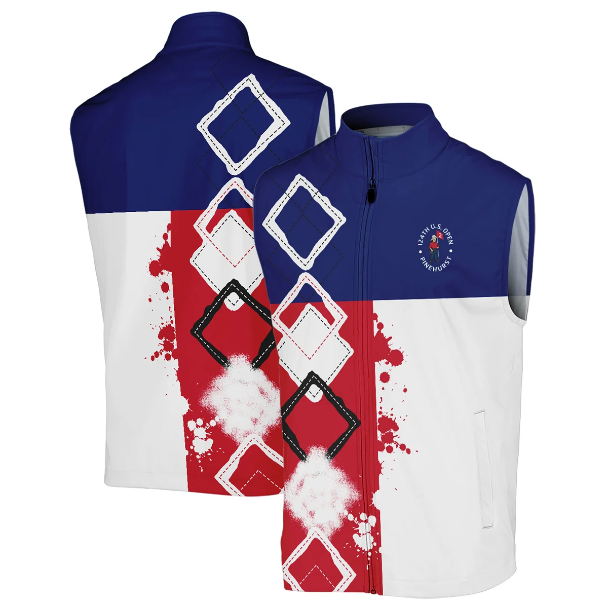 124th U.S. Open Pinehurst Titleist Unisex Sweatshirt Blue Red White Pattern Grunge All Over Print Sweatshirt