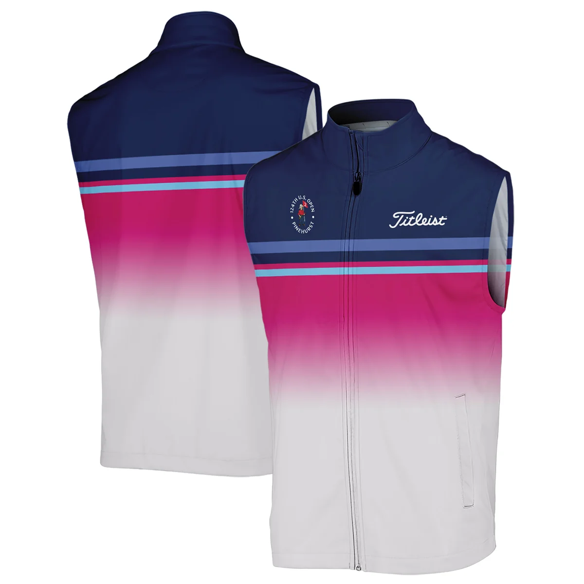 Sport Titleist 124th U.S. Open Pinehurst Zipper Hoodie Shirt White Strong Pink Very Dark Blue Pattern  All Over Print Zipper Hoodie Shirt