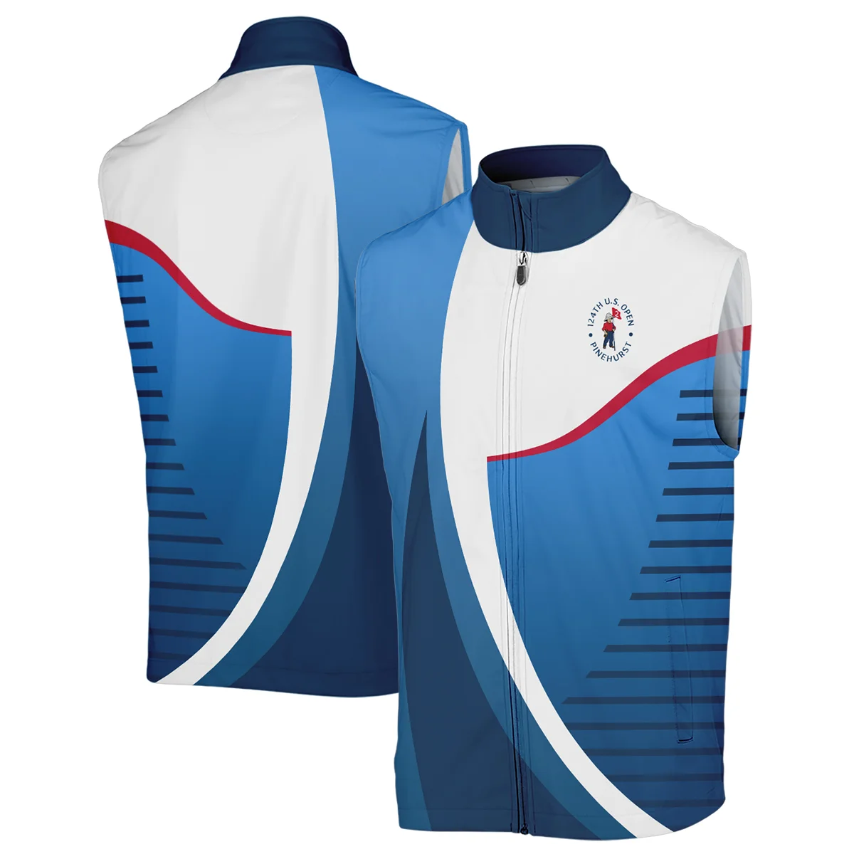 124th U.S. Open Pinehurst Golf Sport Titleist Zipper Hoodie Shirt Blue Gradient Red Straight Zipper Hoodie Shirt