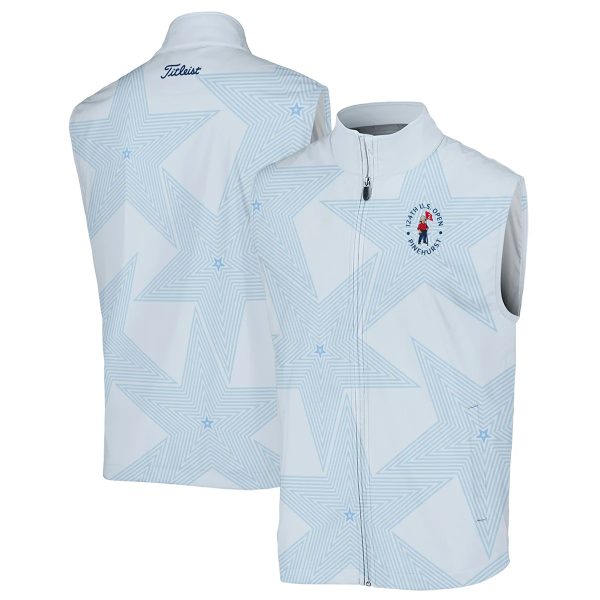 Golf 124th U.S. Open Pinehurst Titleist Zipper Hoodie Shirt Stars Light Blue Golf Sports All Over Print Zipper Hoodie Shirt