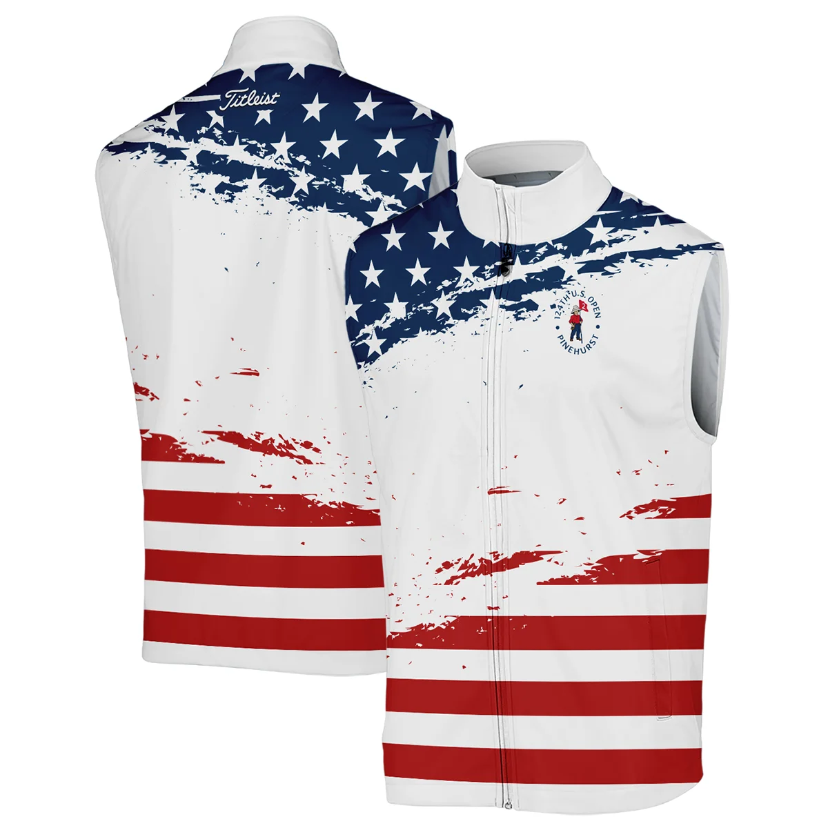 124th U.S. Open Pinehurst Special Version Titleist Zipper Polo Shirt Blue Red White Color Zipper Polo Shirt For Men