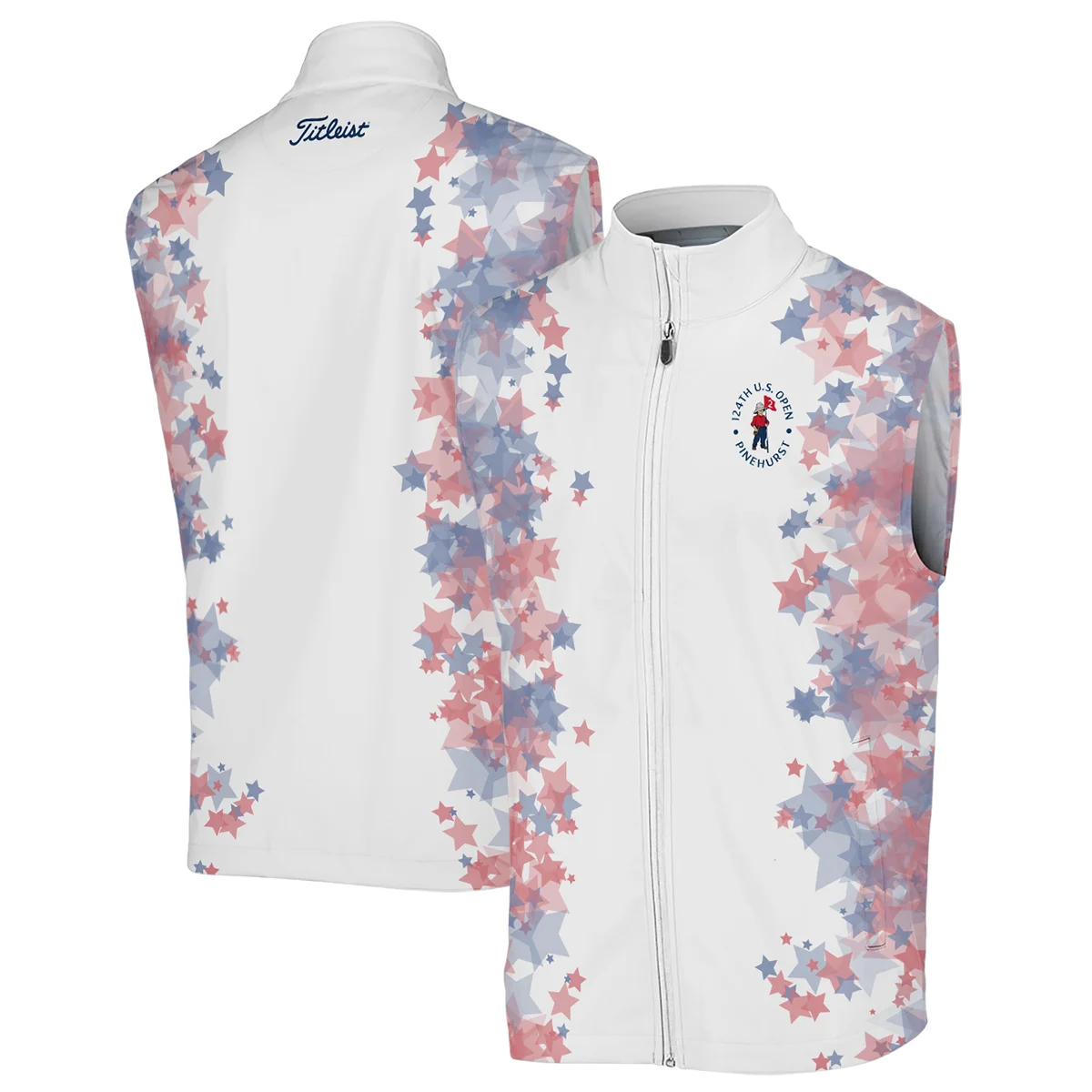Special Version 124th U.S. Open Pinehurst Titleist Zipper Polo Shirt Coloured Stars Zipper Polo Shirt For Men