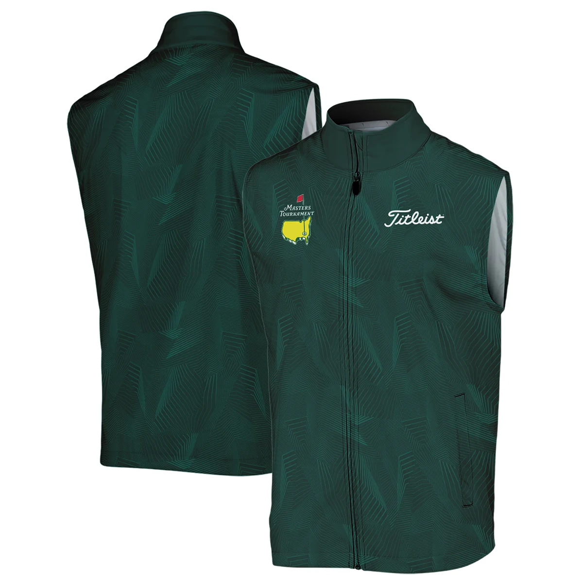 Abstract Pattern Lines Forest Green Masters Tournament Titleist Sleeveless Jacket Style Classic Sleeveless Jacket