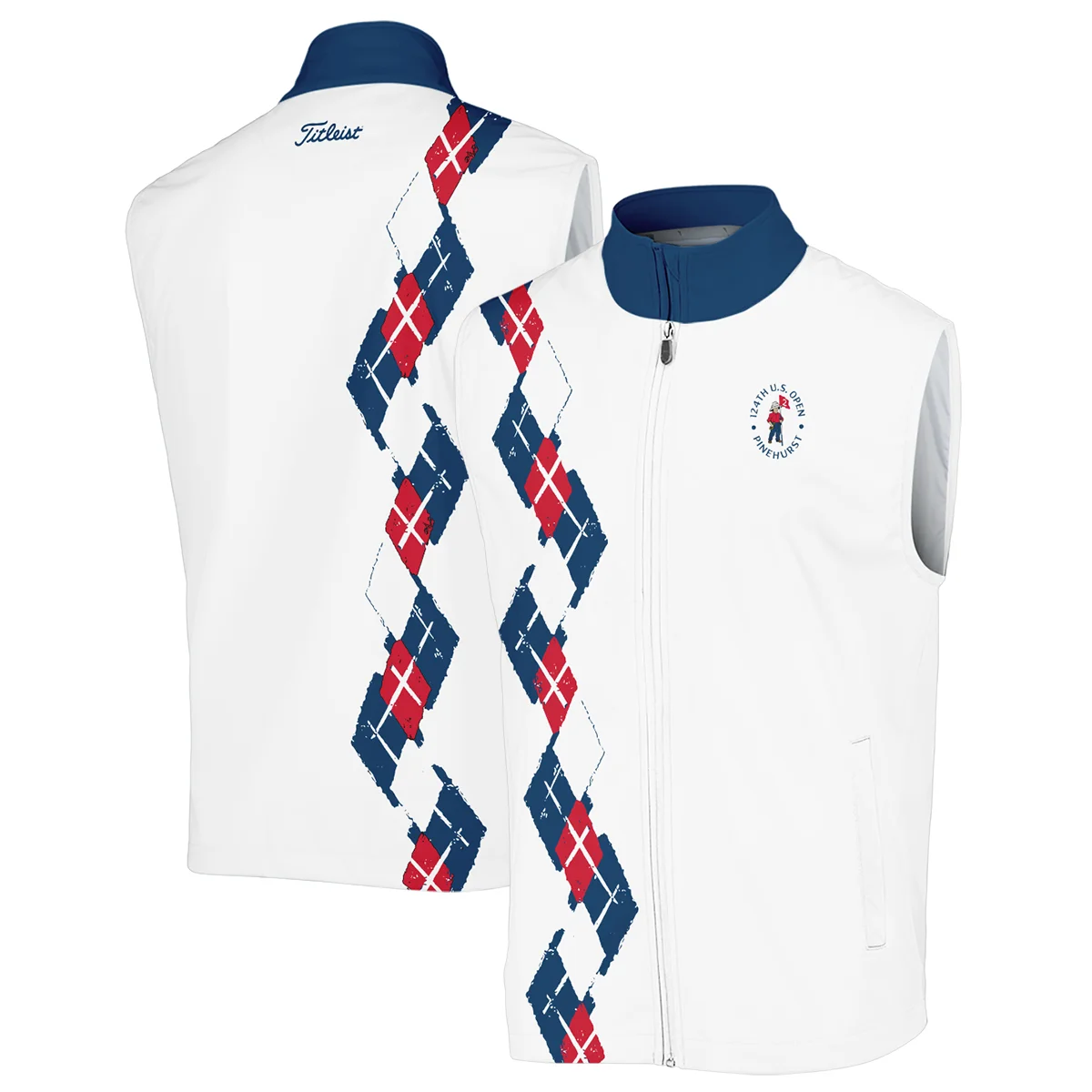 Golf Sport Pattern Blue Mix Color 124th U.S. Open Pinehurst Titlest Sleeveless Jacket Style Classic