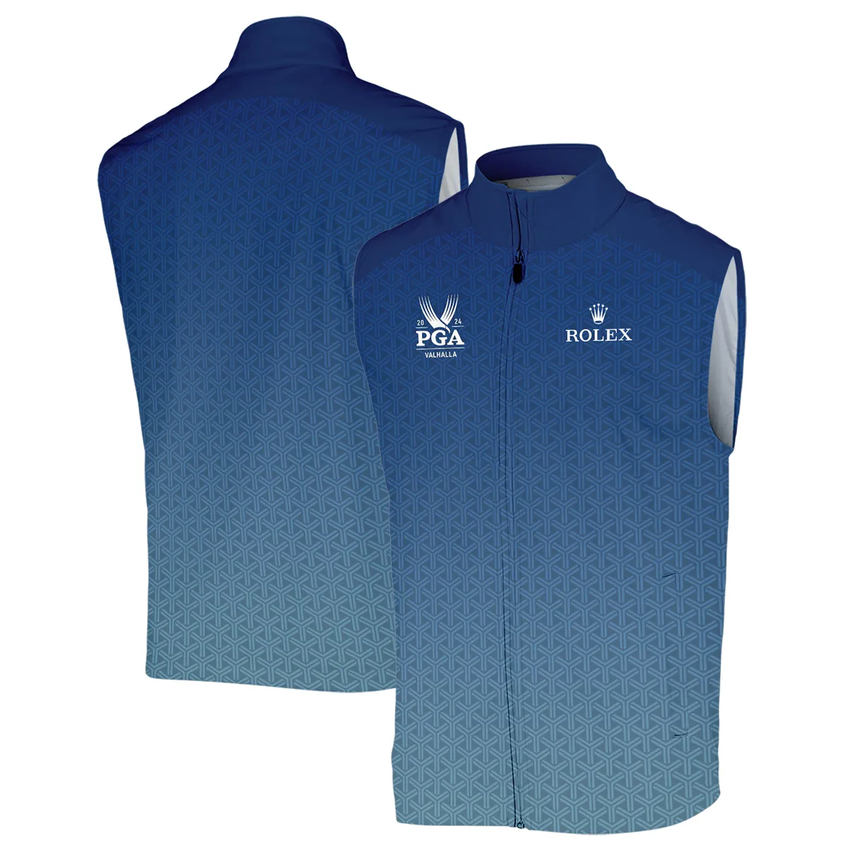 Golf Sport Pattern Blue Sport Uniform 2024 PGA Championship Valhalla Rolex Quarter-Zip Polo Shirt