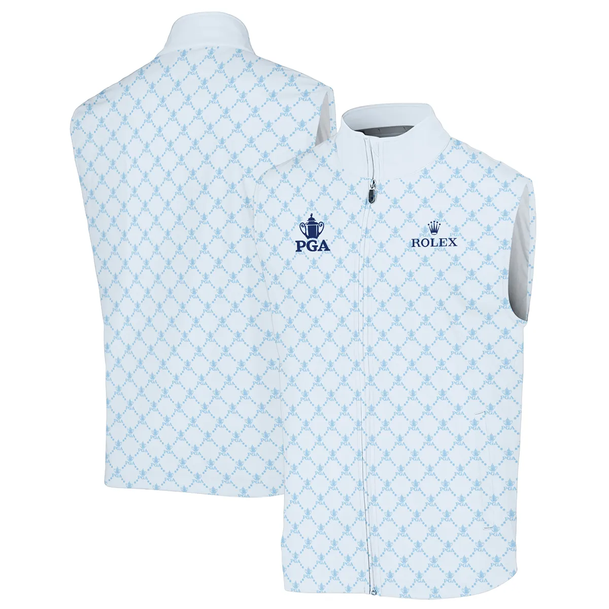Golf Sport Pattern Light Blue Style 2024 PGA Championship Valhalla Rolex Zipper Polo Shirt Style Classic