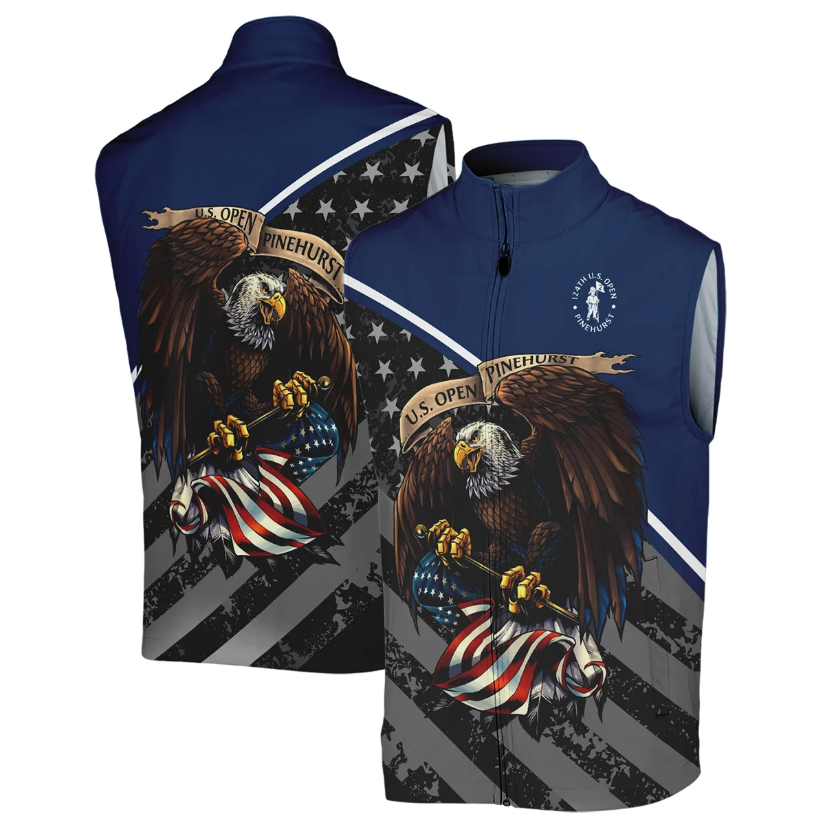 Special Version 124th U.S. Open Pinehurst Titleist Zipper Hoodie Shirt Color Blue Eagle USA  Zipper Hoodie Shirt