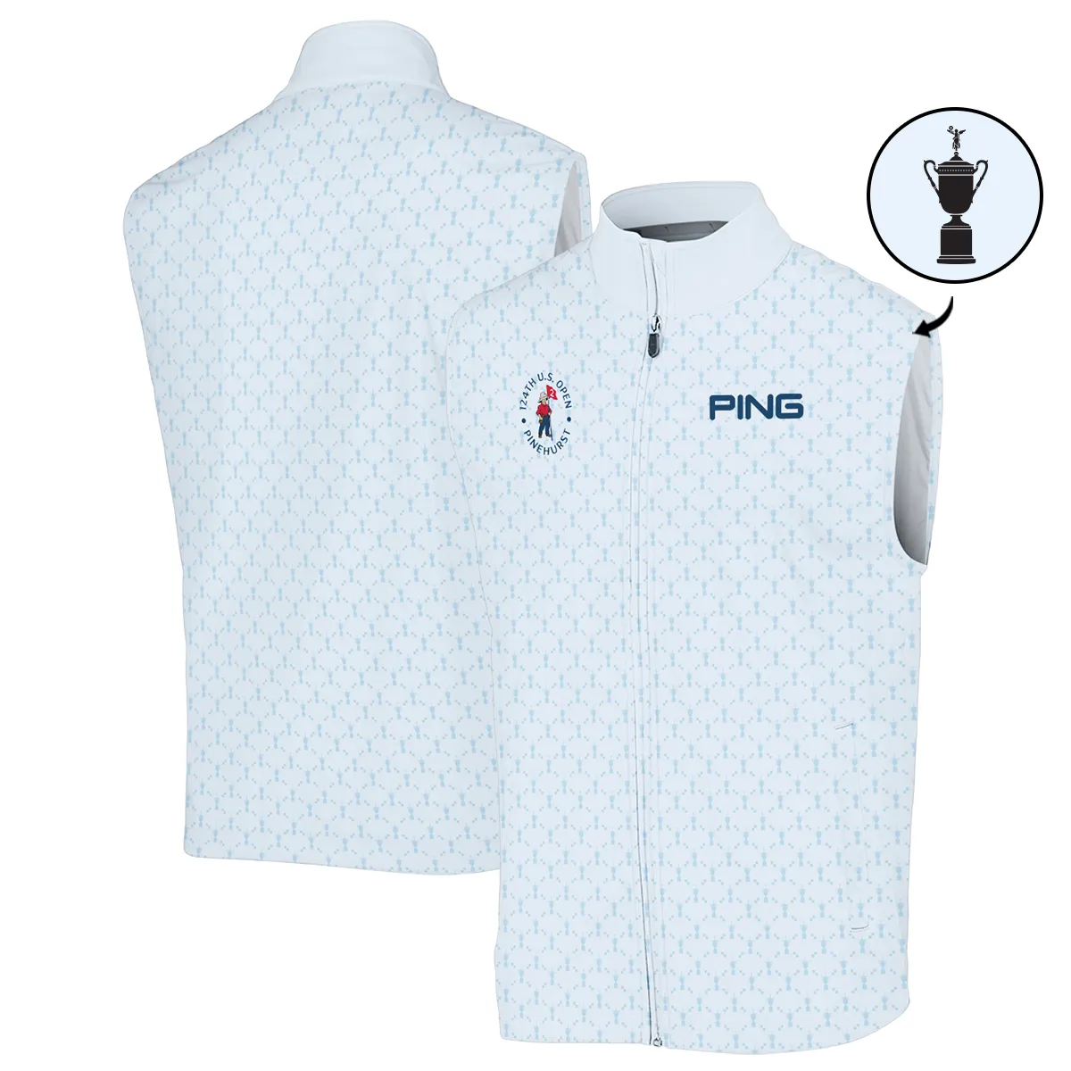 Golf Sport Pattern Blue Sport Uniform 124th U.S. Open Pinehurst Ping Sleeveless Jacket Style Classic