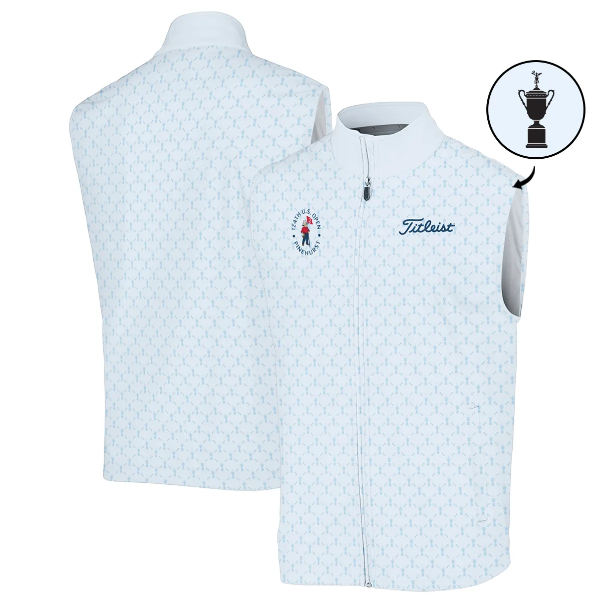 Golf Sport Pattern Blue Sport Uniform 124th U.S. Open Pinehurst Titleist Zipper Polo Shirt Style Classic