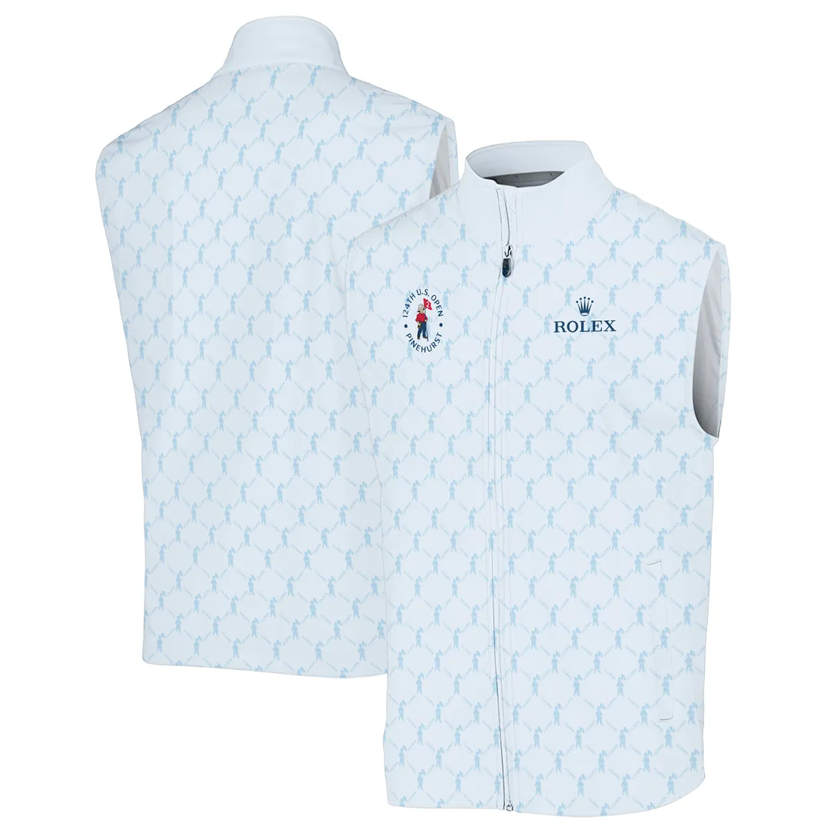 Golf Sport Pattern Light Blue Style 124th U.S. Open Pinehurst Rolex Sleeveless Jacket Style Classic