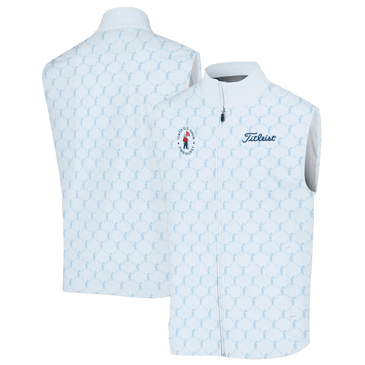Golf Sport Pattern Light Blue Style 124th U.S. Open Pinehurst Titleist Sleeveless Jacket Style Classic