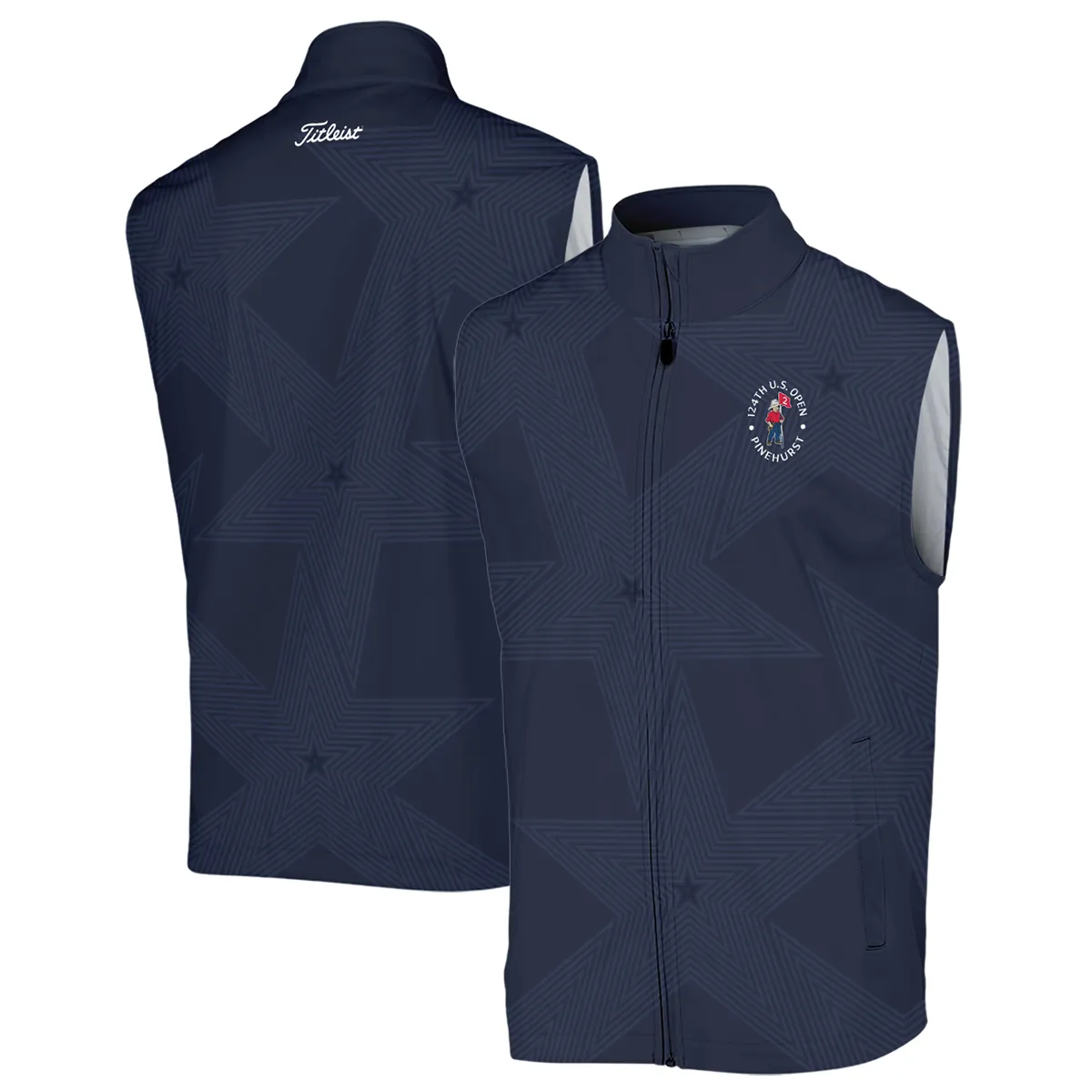 Golf Navy Color Star Pattern 124th U.S. Open Pinehurst Titlest Polo Shirt Style Classic