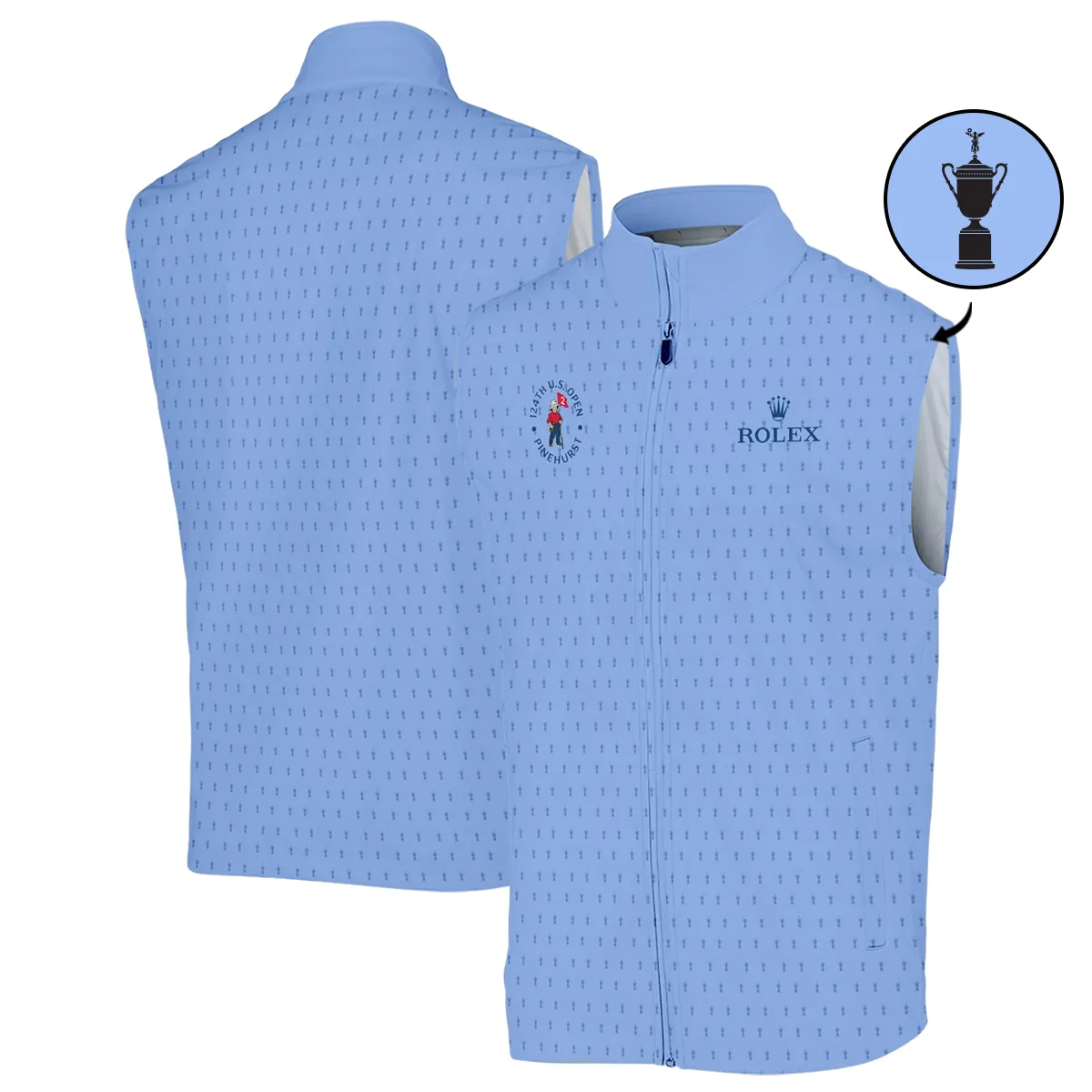 Golf Pattern Cup Blue 124th U.S. Open Pinehurst Pinehurst Rolex Zipper Hoodie Shirt Style Classic