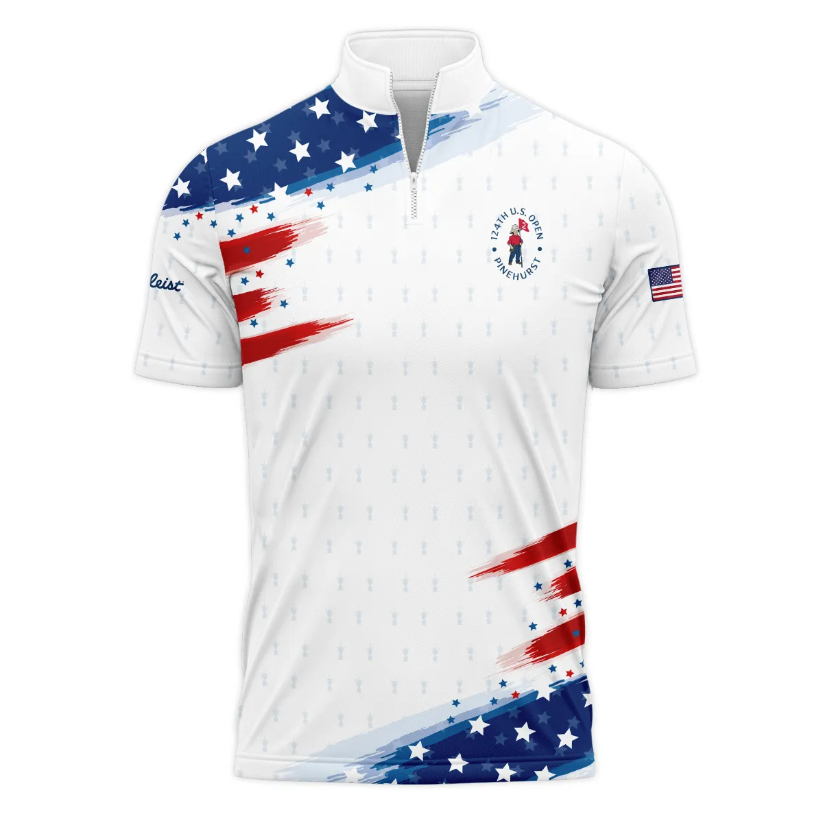 Golf Flag American Loves 124th U.S. Open Pinehurst Titleist Zipper Polo Shirt Style Classic