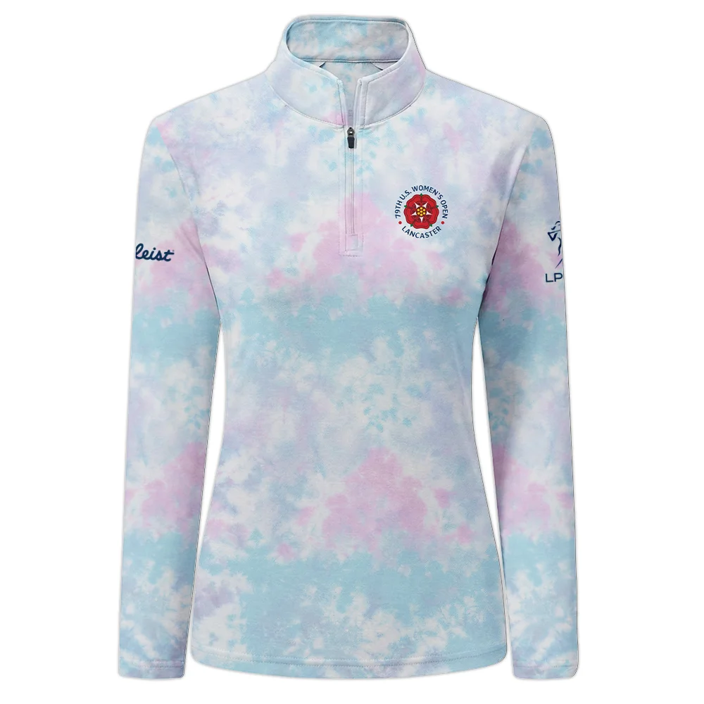 Tie dye Pattern 79th U.S. Women’s Open Lancaster Titleist Sleeveless Polo Shirt Blue Mix Pink All Over Print Sleeveless Polo Shirt For Woman
