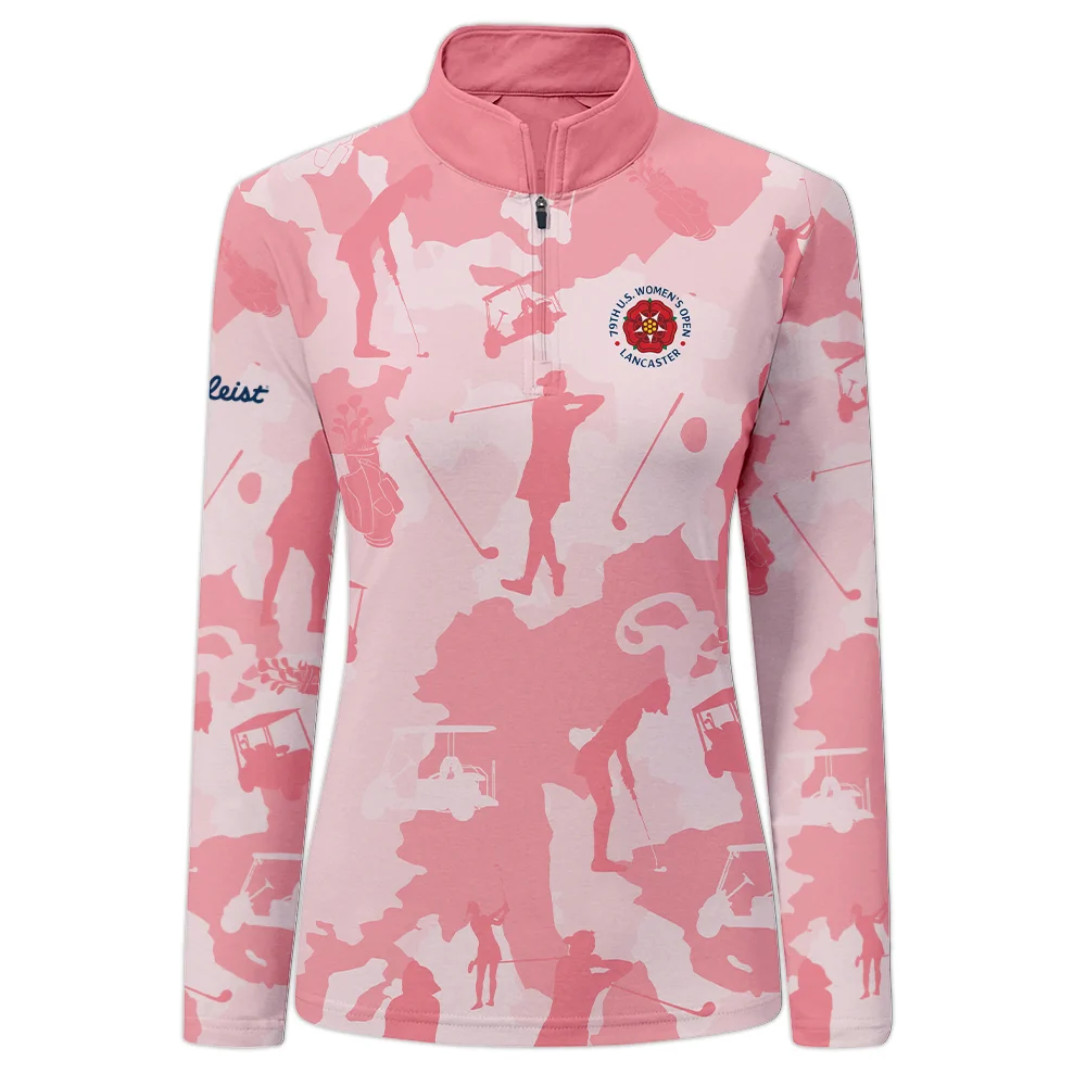 Camo Pink Color 79th U.s. Women Open Lancaster, Titleist Zipper Sleeveless Polo Shirt Golf Sport Zipper Sleeveless Polo Shirt