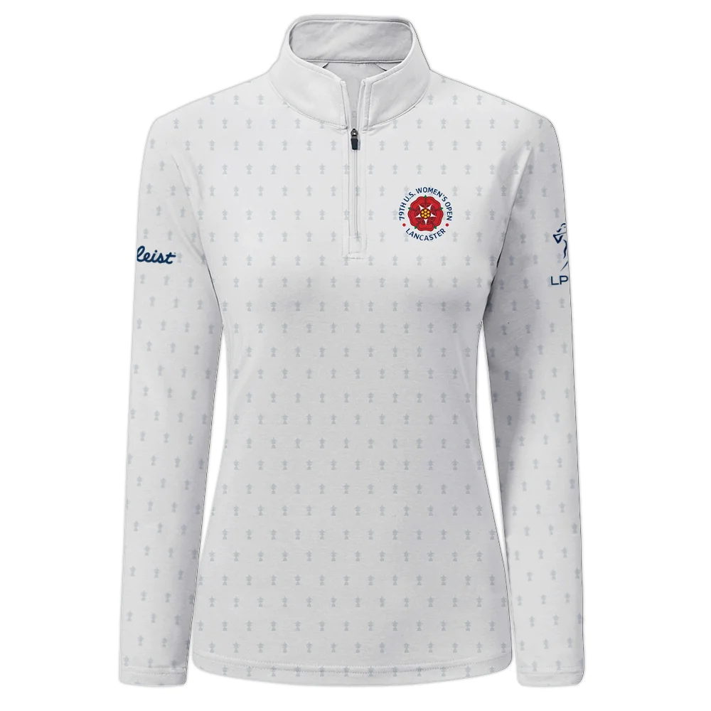 Golf Pattern Cup 79th U.S. Women’s Open Lancaster Titleist Zipper Long Polo Shirt Golf Sport White All Over Print Zipper Long Polo Shirt For Woman