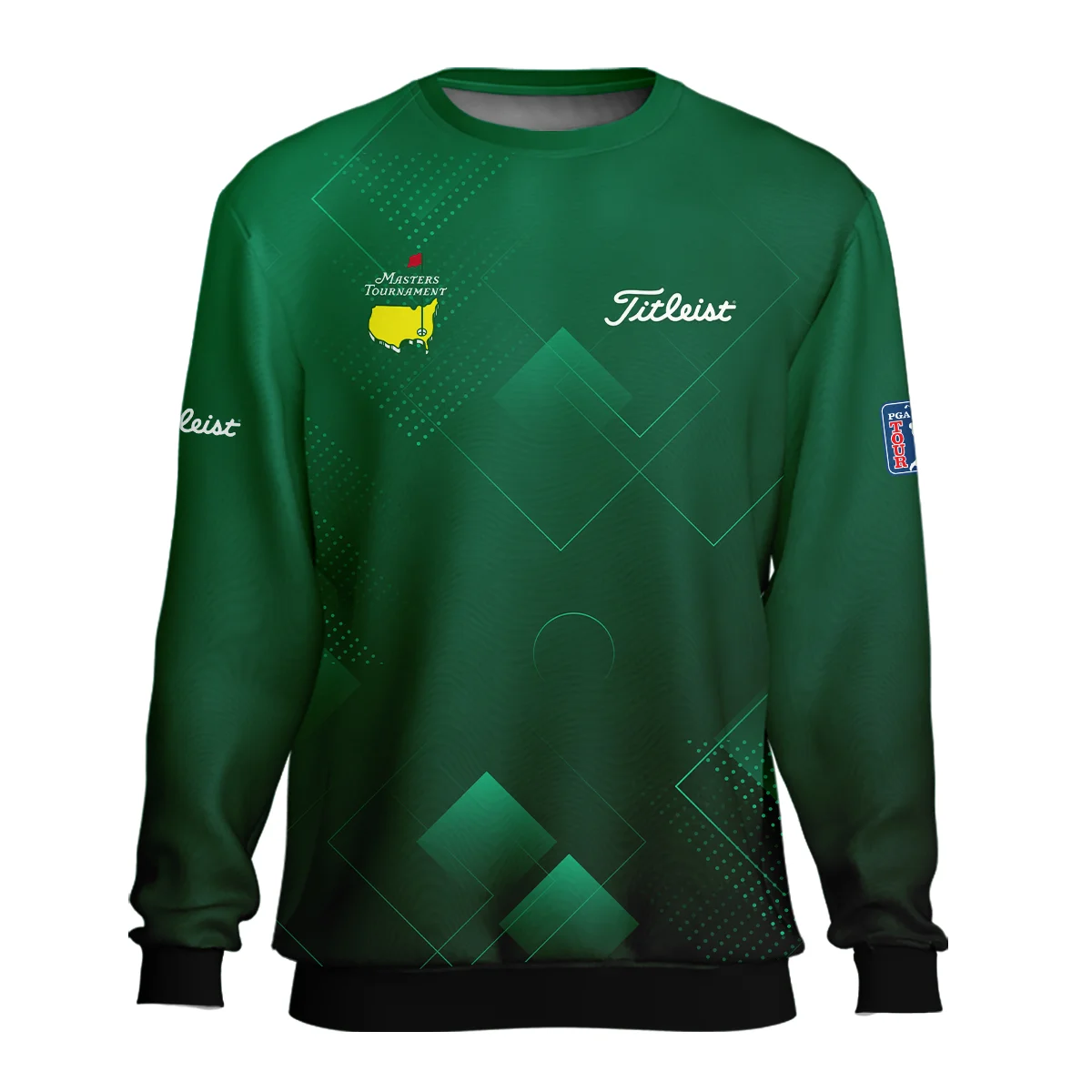 Masters Tournament Titleist Long Polo Shirt Golf Sports Green Abstract Geometric Long Polo Shirt For Men