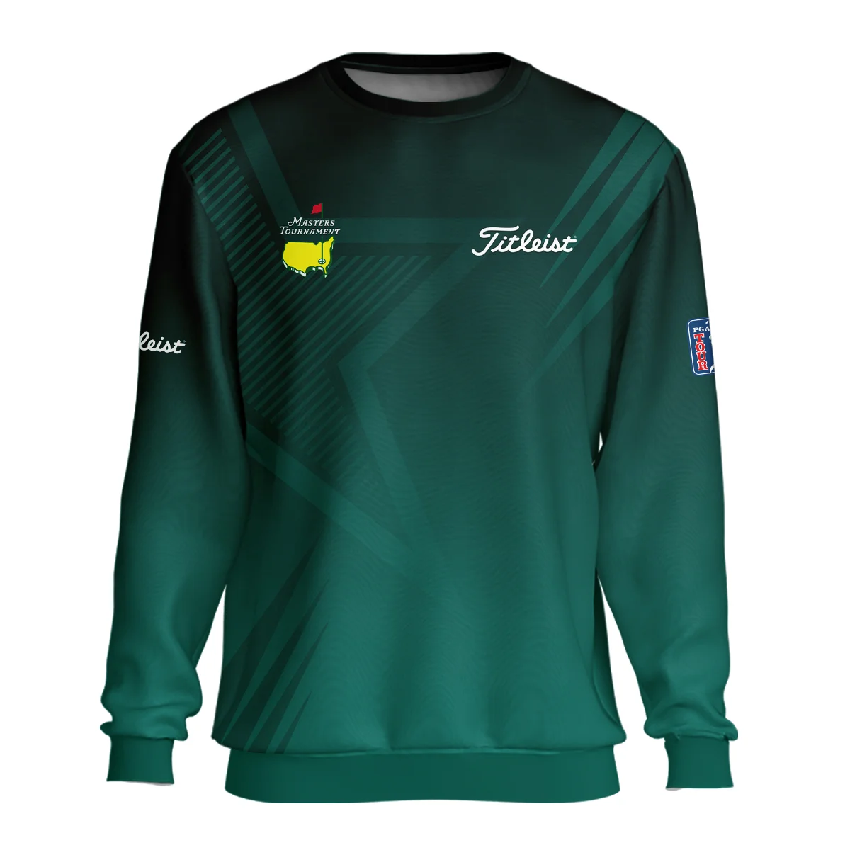 Sports Titleist Masters Tournament Long Polo Shirt Star Pattern Dark Green Gradient Golf Long Polo Shirt For Men