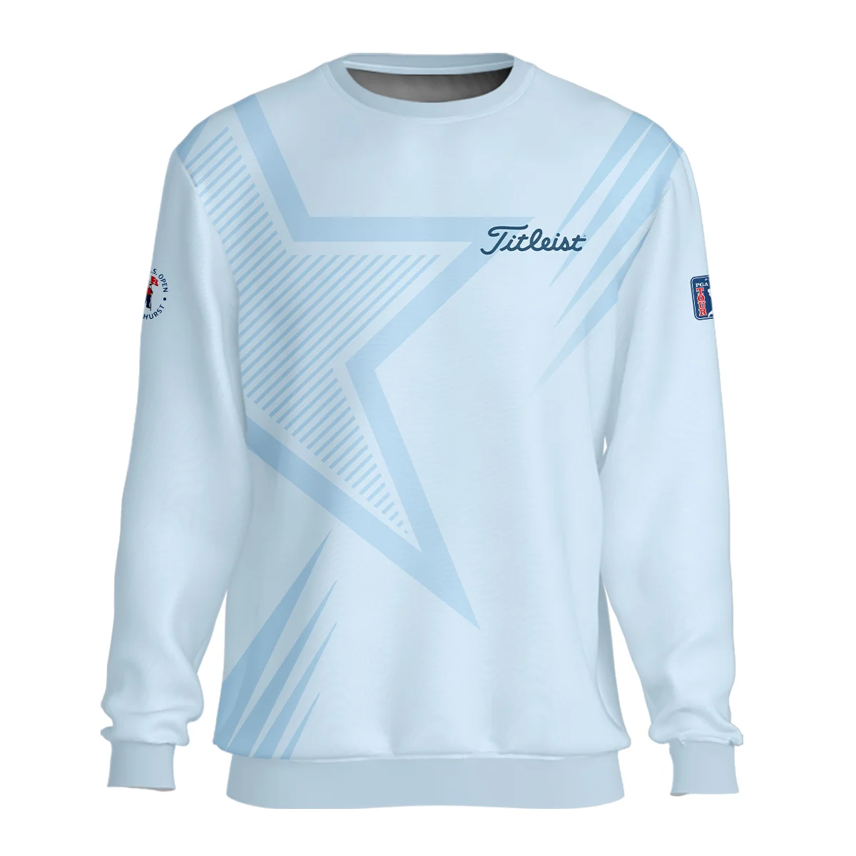 124th U.S. Open Pinehurst Golf Star Line Pattern Light Blue Titleist Zipper Polo Shirt Style Classic Zipper Polo Shirt For Men