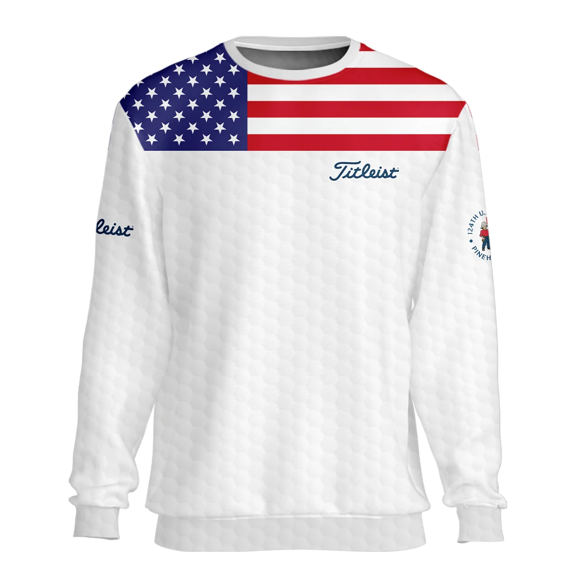 Titleist 124th U.S. Open Pinehurst Zipper Polo Shirt USA Flag Golf Pattern All Over Print Zipper Polo Shirt For Men