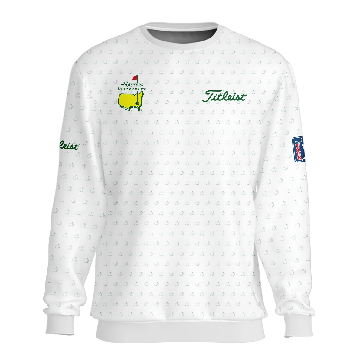 Golf Sport Masters Tournament Titleist Long Polo Shirt Sports Logo Pattern White Green Long Polo Shirt For Men