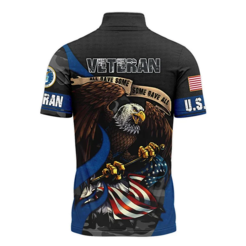 All Gave Some Some Gave All Veteran Eagle Flag U.S. Air Force Veterans All Over Prints Quarter-Zip Polo Shirt