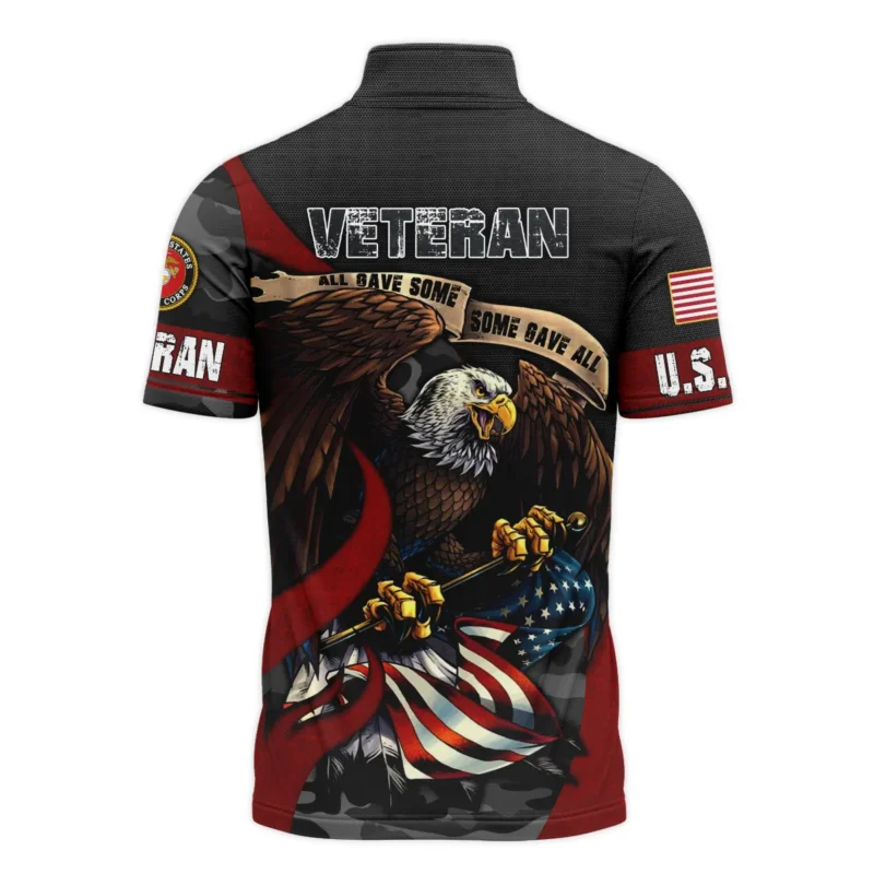 All Gave Some Some Gave All Veteran Eagle Flag U.S. Marine Corps Veterans All Over Prints Quarter-Zip Polo Shirt