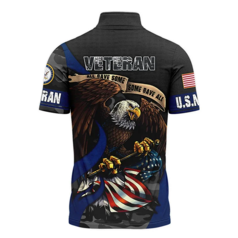 All Gave Some Some Gave All Veteran Eagle Flag U.S. Navy Veterans All Over Prints Quarter-Zip Polo Shirt