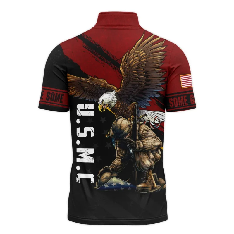 Veteran Eagle All Gave Some Some Gave All U.S. Marine Corps Veterans All Over Prints Quarter-Zip Polo Shirt