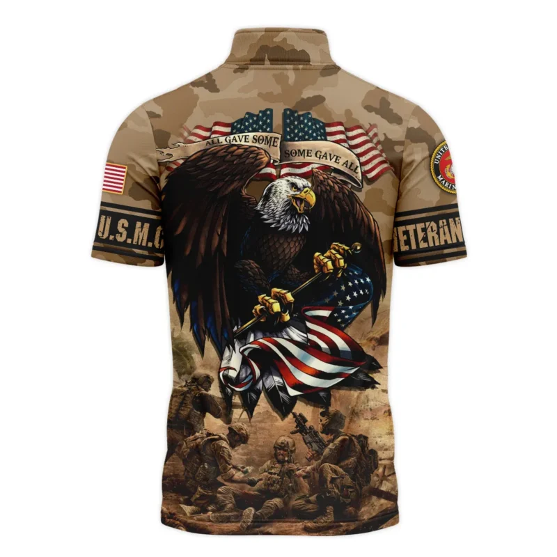 Veteran Camo Eagle All Gave Some Some Gave All U.S. Marine Corps Veterans All Over Prints Quarter-Zip Polo Shirt