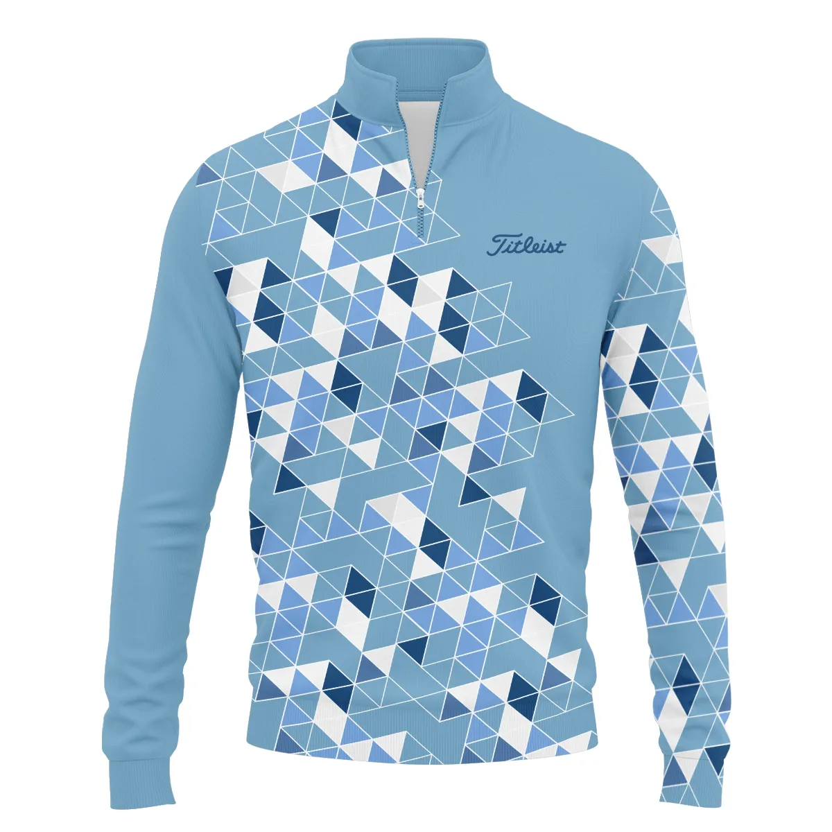 Golf Blue Geometric Mosaic Pattern 2024 PGA Championship Valhalla Titleist Style Classic, Short Sleeve Round Neck Polo Shirt