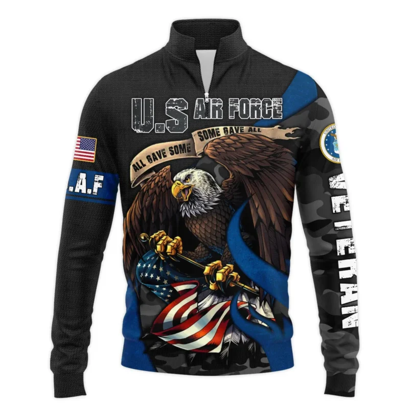 All Gave Some Some Gave All Veteran Eagle Flag U.S. Air Force Veterans All Over Prints Quarter-Zip Jacket