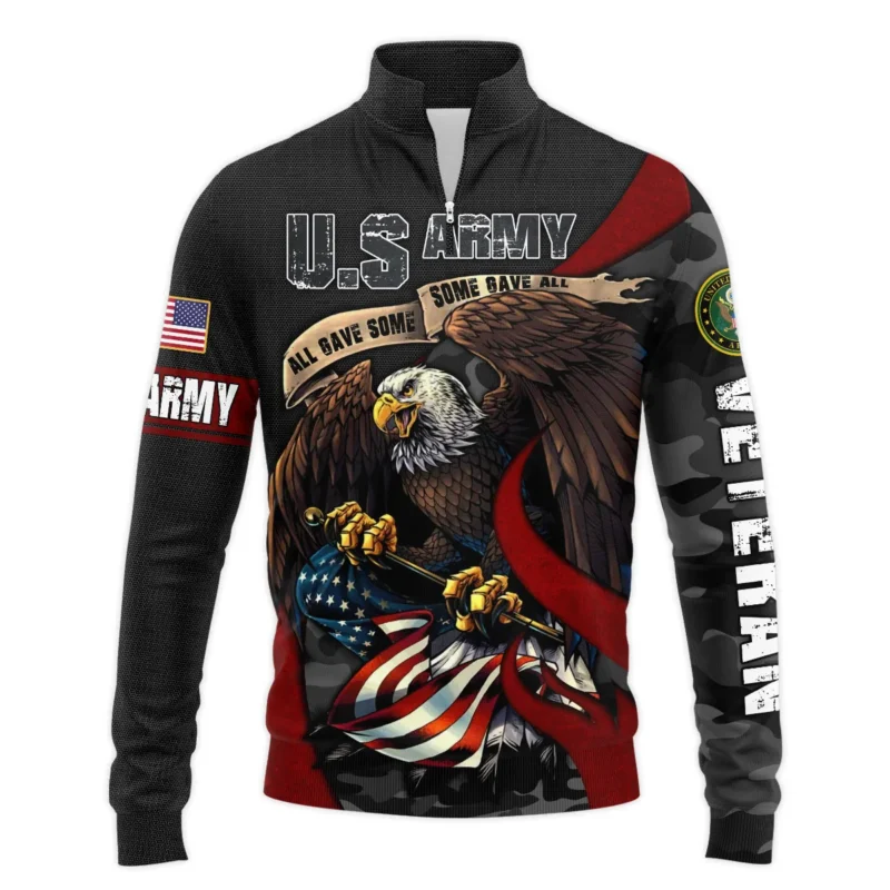 All Gave Some Some Gave All Veteran Eagle Flag U.S. Army Veterans All Over Prints Quarter-Zip Jacket