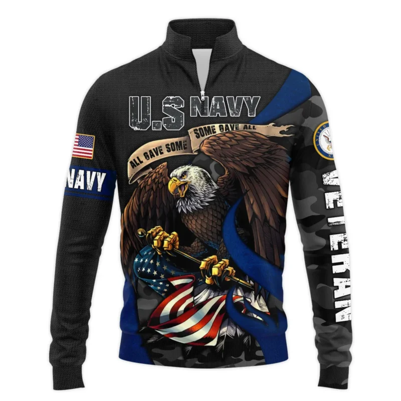 All Gave Some Some Gave All Veteran Eagle Flag U.S. Navy Veterans All Over Prints Quarter-Zip Jacket