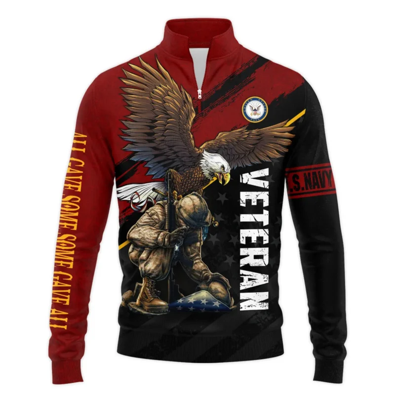 Veteran Eagle All Gave Some Some Gave All U.S. Navy Veterans All Over Prints Quarter-Zip Jacket