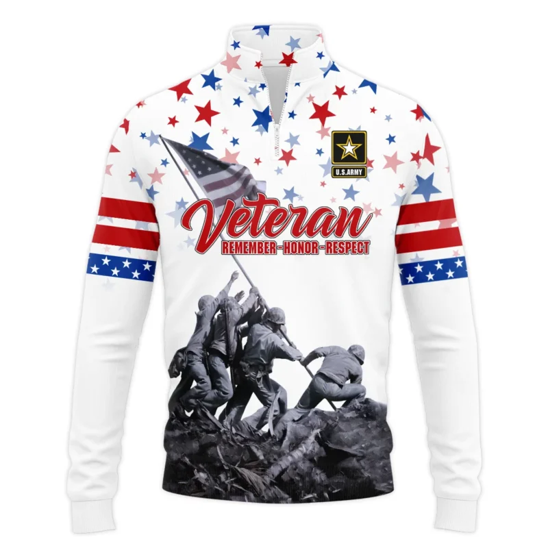 Veteran Memorial Day Remember Honor Respect U.S. Army Veterans All Over Prints Quarter-Zip Jacket