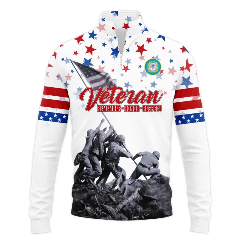 Veteran Memorial Day Remember Honor Respect U.S. Coast Guard Veterans All Over Prints Quarter-Zip Jacket