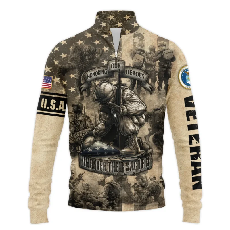 Veteran Remember Honor Respect Memorial Day U.S. Air Force Veterans All Over Prints Quarter-Zip Jacket