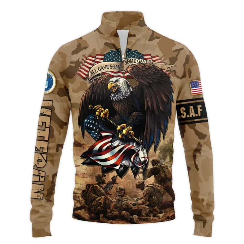 Veteran Camo Eagle All Gave Some Some Gave All U.S. Air Force Veterans All Over Prints Quarter-Zip Jacket