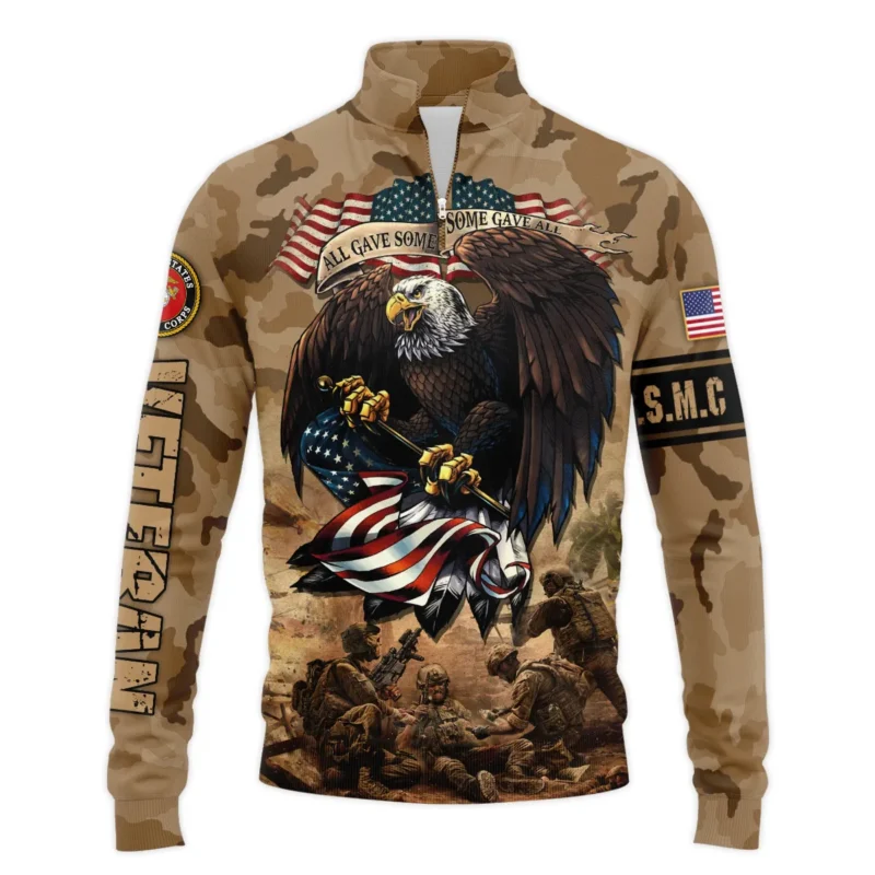 Veteran Camo Eagle All Gave Some Some Gave All U.S. Marine Corps Veterans All Over Prints Quarter-Zip Jacket