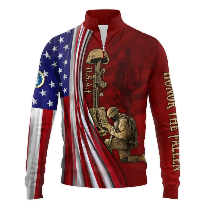 Veteran Us Flag Honor The Fallen U.S. Air Force Veterans All Over Prints Quarter-Zip Jacket