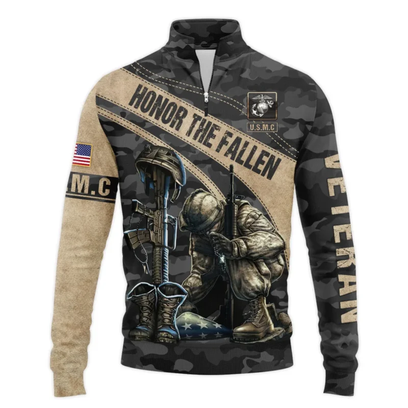 Veteran Camo Honor The Fallen U.S. Marine Corps Veterans All Over Prints Quarter-Zip Jacket