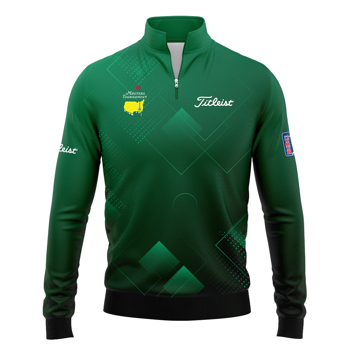 Masters Tournament Titleist Zipper Polo Shirt Golf Sports Green Abstract Geometric Zipper Polo Shirt For Men